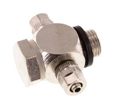4.3x3 & G1/8" Vernikkeld Messing Banjo Tee Opsteek Fitting met O-ring [10 stuks].