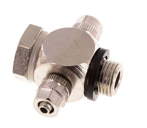 4.3x3 & G1/8" Vernikkeld Messing Banjo Tee Opsteek Fitting met O-ring [10 stuks].
