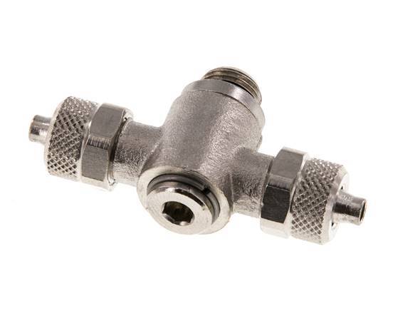 6x4 & G1/8'' Vernikkeld Messing T-Opsteekkoppeling Buitendraad Binnenzeskant