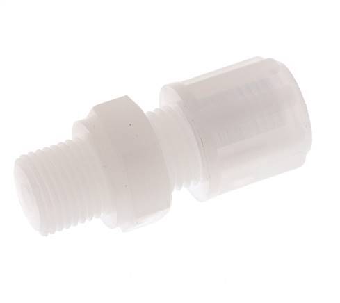 6x4mm & G1/8'' PVDF Rechte Knelfitting Buitendraad 10bar