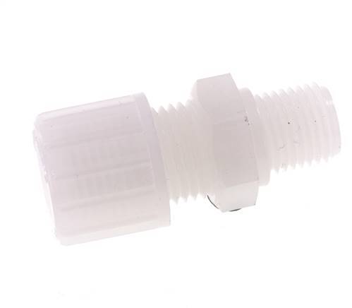 10x8mm & G1/4'' PVDF Rechte Knelfitting Buitendraad 10bar