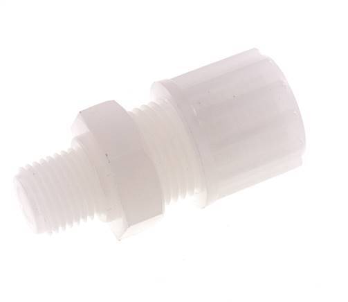 12x10mm & G1/4'' PVDF Rechte Knelfitting Buitendraad 10bar
