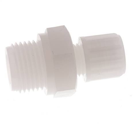 8x6mm & G1/2'' PVDF Rechte Knelfitting Buitendraad 10bar