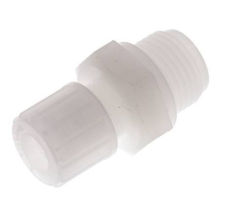 10x8mm & G1/2'' PVDF Rechte Knelfitting Buitendraad 10bar