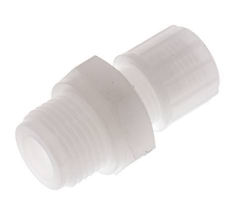 10x8mm & G1/2'' PVDF Rechte Knelfitting Buitendraad 10bar