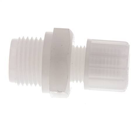 10x8mm & G1/2'' PVDF Rechte Knelfitting Buitendraad 10bar