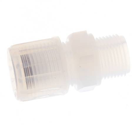 12x10mm & G3/8'' PFA Rechte Snijringkoppeling Buitendraad 10bar