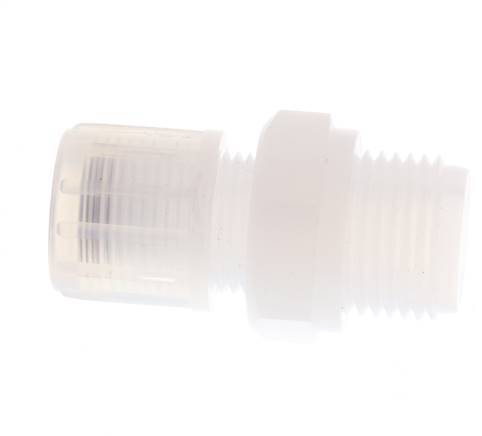 12x10mm & G1/2'' PFA Rechte Snijringkoppeling Buitendraad 10bar