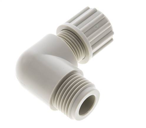 12x10mm & G1/4'' PVDF Elbow Compression Fitting with Male Threads 10 bar