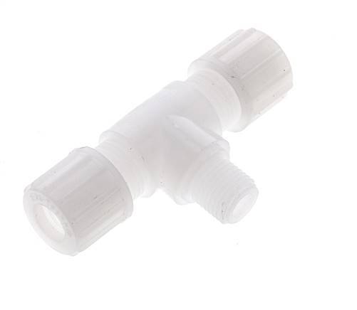 10x8mm & G1/4'' PVDF T-Shape Tee Compression Fitting with Male Threads 10 bar