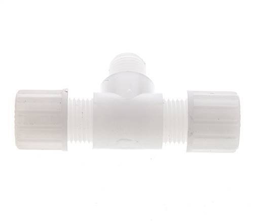 10x8mm & G1/4'' PVDF T-Shape Tee Compression Fitting with Male Threads 10 bar