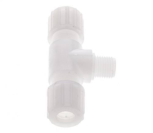 10x8mm & G1/4'' PVDF T-Shape Tee Compression Fitting with Male Threads 10 bar