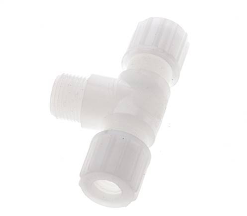 10x8mm & G3/8'' PVDF T-Shape Tee Compression Fitting with Male Threads 10 bar