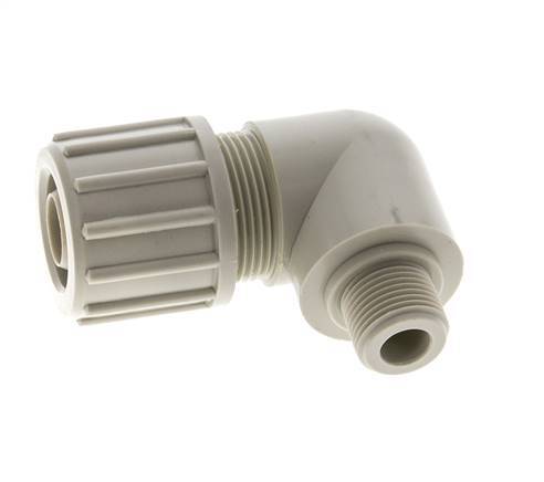 20x13mm & G3/8'' PP Elbow Compression Fitting with Male Threads 10 bar PVC and PA