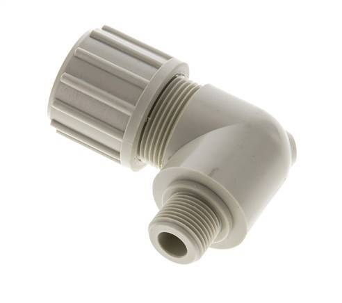 20x13mm & G3/8'' PP Elbow Compression Fitting with Male Threads 10 bar PVC and PA