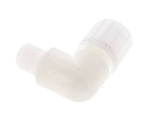 10x4mm & G1/4'' PVDF L-Vorm Knelfitting Buitendraad 10bar Kunststof en Polyamide