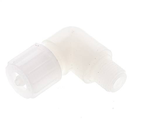 10x4mm & G1/4'' PVDF L-Vorm Knelfitting Buitendraad 10bar Kunststof en Polyamide