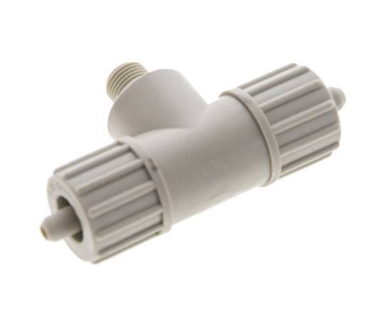 10x4mm & G1/8'' PP T-Shape Tee Compression Fitting with Male Threads 10 bar PVC and PA