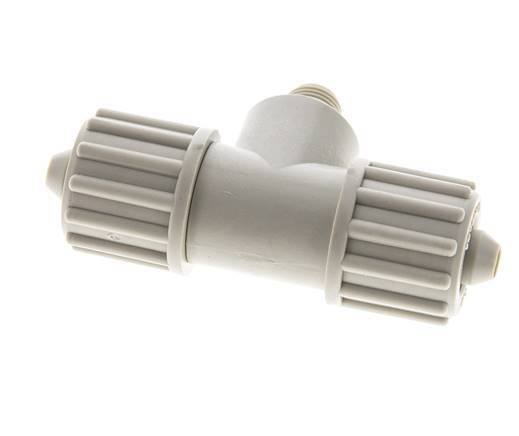 12x6mm & G1/8'' PP T-stuk Knelfitting Buitendraad 10bar Kunststof en Polyamide