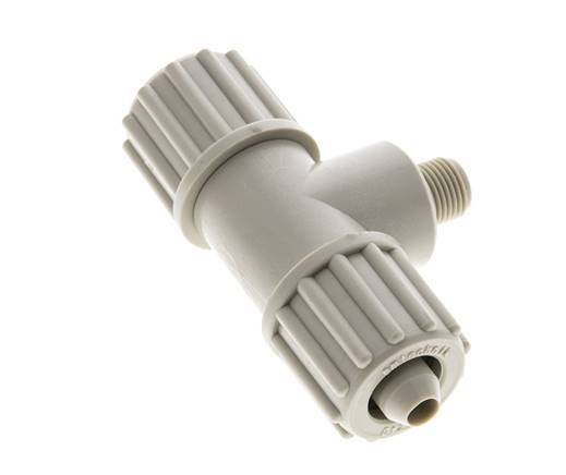 12x6mm & G1/8'' PP T-stuk Knelfitting Buitendraad 10bar Kunststof en Polyamide