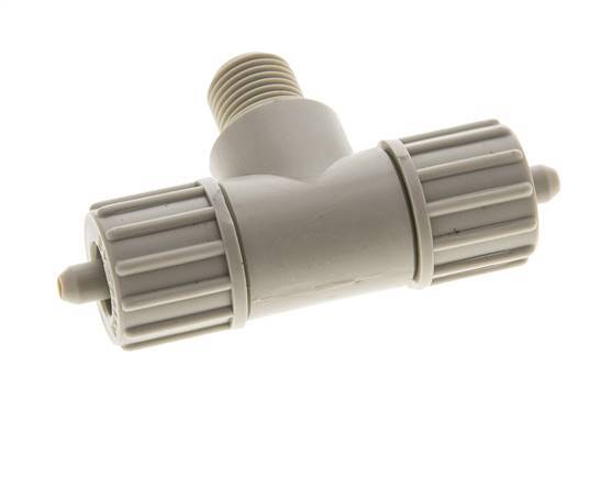 10x4mm & G1/4'' PP T-stuk Knelfitting Buitendraad 10bar Kunststof en Polyamide