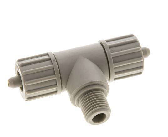 10x4mm & G1/4'' PP T-stuk Knelfitting Buitendraad 10bar Kunststof en Polyamide