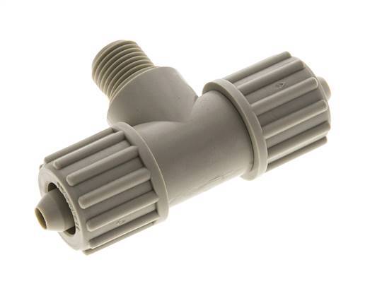12x6mm & G1/4'' PP T-Shape Tee Compression Fitting with Male Threads 10 bar PVC and PA