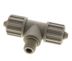 12x6mm & G1/4'' PP T-stuk Knelfitting Buitendraad 10bar Kunststof en Polyamide
