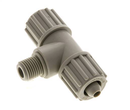 12x6mm & G1/4'' PP T-stuk Knelfitting Buitendraad 10bar Kunststof en Polyamide