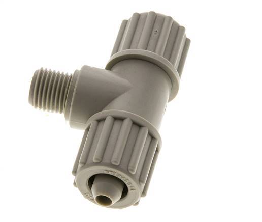 12x6mm & G1/4'' PP T-stuk Knelfitting Buitendraad 10bar Kunststof en Polyamide