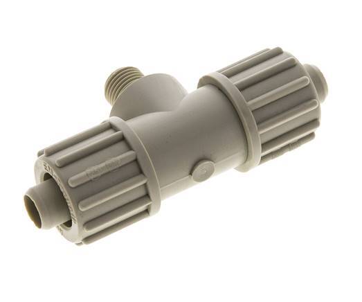 16x10mm & G1/4'' PP T-stuk Knelfitting Buitendraad 10bar Kunststof en Polyamide