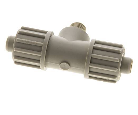 16x10mm & G1/4'' PP T-stuk Knelfitting Buitendraad 10bar Kunststof en Polyamide