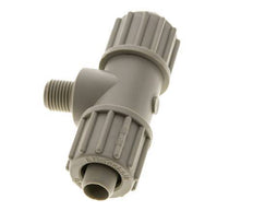 16x10mm & G1/4'' PP T-stuk Knelfitting Buitendraad 10bar Kunststof en Polyamide