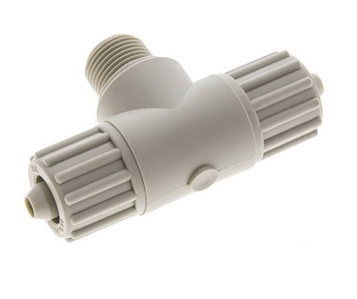 12x6mm & G3/8'' PP T-stuk Knelfitting Buitendraad 10bar Kunststof en Polyamide