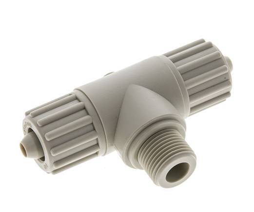 12x6mm & G3/8'' PP T-stuk Knelfitting Buitendraad 10bar Kunststof en Polyamide