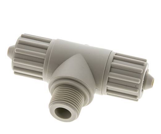 12x6mm & G3/8'' PP T-stuk Knelfitting Buitendraad 10bar Kunststof en Polyamide