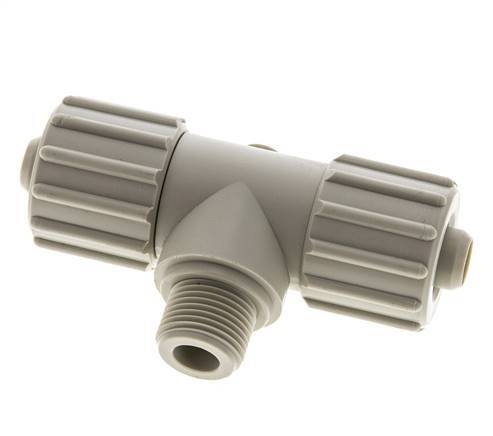 15x9mm & G3/8'' PP T-stuk Knelfitting Buitendraad 10bar Kunststof en Polyamide