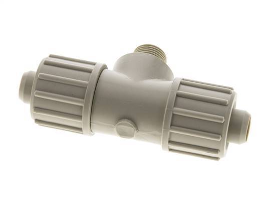 20x13mm & G3/8'' PP T-stuk Knelfitting Buitendraad 10bar Kunststof en Polyamide