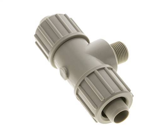 20x13mm & G3/8'' PP T-stuk Knelfitting Buitendraad 10bar Kunststof en Polyamide