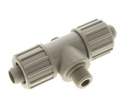 20x13mm & G3/8'' PP T-stuk Knelfitting Buitendraad 10bar Kunststof en Polyamide