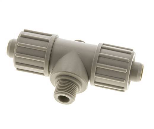 20x13mm & G3/8'' PP T-stuk Knelfitting Buitendraad 10bar Kunststof en Polyamide