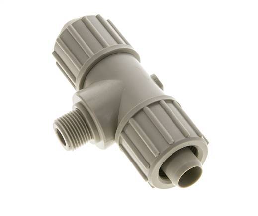 20x13mm & G3/8'' PP T-stuk Knelfitting Buitendraad 10bar Kunststof en Polyamide