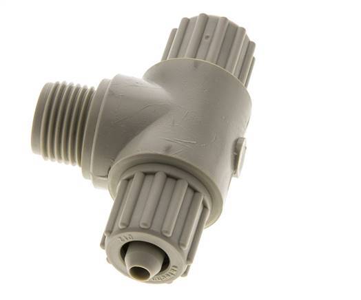 12x6mm & G1/2'' PP T-stuk Knelfitting Buitendraad 10bar Kunststof en Polyamide