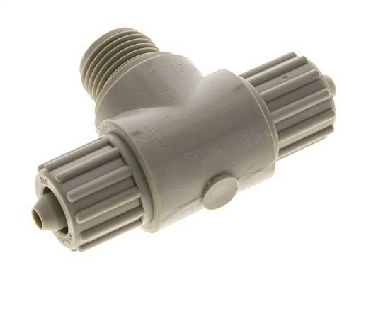 12x6mm & G1/2'' PP T-stuk Knelfitting Buitendraad 10bar Kunststof en Polyamide