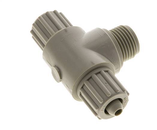 12x6mm & G1/2'' PP T-stuk Knelfitting Buitendraad 10bar Kunststof en Polyamide