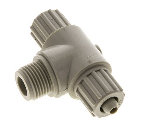12x6mm & G1/2'' PP T-stuk Knelfitting Buitendraad 10bar Kunststof en Polyamide