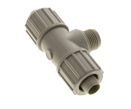 20x13mm & G1/2'' PP T-stuk Knelfitting Buitendraad 10bar Kunststof en Polyamide