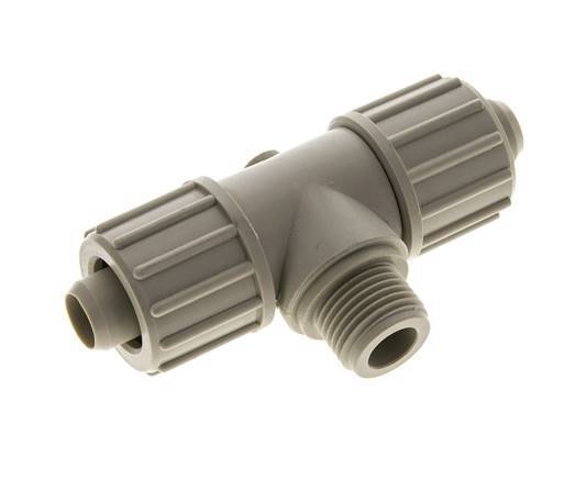 20x13mm & G1/2'' PP T-stuk Knelfitting Buitendraad 10bar Kunststof en Polyamide
