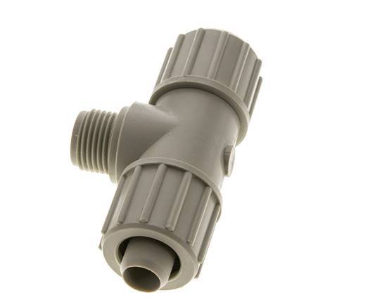 20x13mm & G1/2'' PP T-stuk Knelfitting Buitendraad 10bar Kunststof en Polyamide