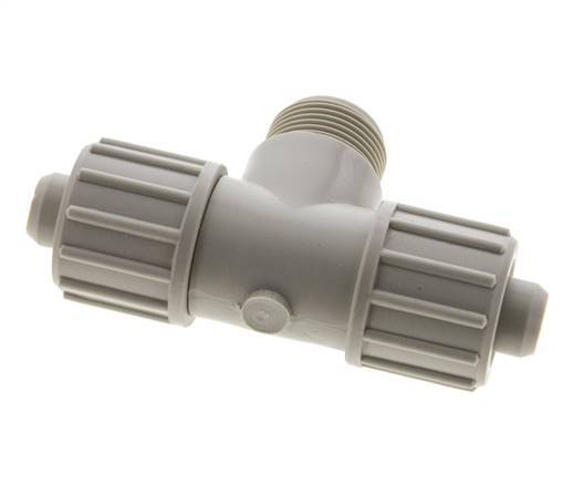 20x13mm & G3/4'' PP T-Shape Tee Compression Fitting with Male Threads 10 bar PVC and PA